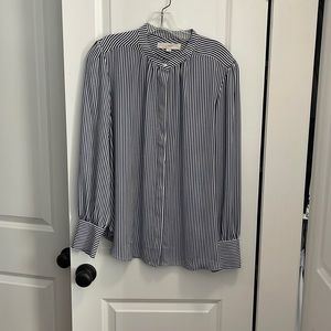 Navy white stripe blouse LOFT